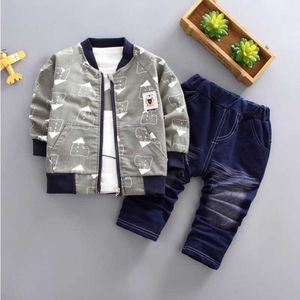 outfit jacket Children Suits set Infant Casual Clothing Sets coat tops pant 3pcs Fashion Clothes Sets baby outfit for boy45pu