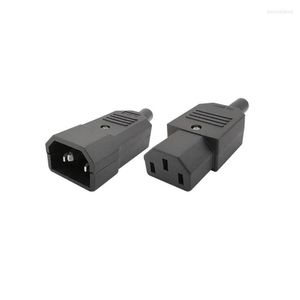 Acessórios de iluminação preto IEC 320 C14 3 pinos AC 250V 10A conector de isolamento de nylon do plugue masculino para C13 Adaptador de energia do soquete feminino