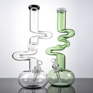 Zero 16 polegadas Big Bongs Unique Beaker Bongs Zigzag Hookahs 5mm 7mm Tubos de água de vidro grosso Inebriante Verde Azul Oil Dab Rigs Cachimbo para fumar com haste difusa e tigela