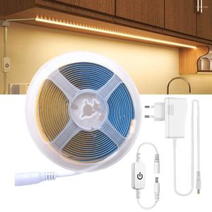 Strips Dimmable COB LED Strip DC 12V 320Leds/M FOB Light Tape 3000K 4000K 6000K Kitchen Room Lamp Band With Power Adapter Touch Switch