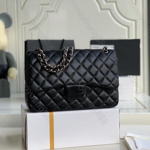 10A Top Tear Quality Jumbo Double Flap Bag Bag Luxury Designer 30cm Caviar Caviar Lambskin Classic All Black Purs