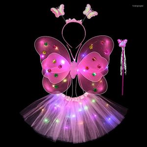 Party Decoration Butterfly Sequin Wings Glowing Tutu Skirts LED Children Costume Props Luminous Flashing Birthday Supplies