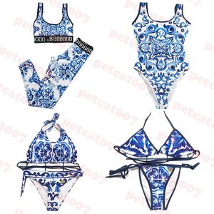 Blue Pattern Maillot de bain Womens Bikini Designer Ladies Yoga Wear Maillots de bain Sexy Lace Up Maillot de bain