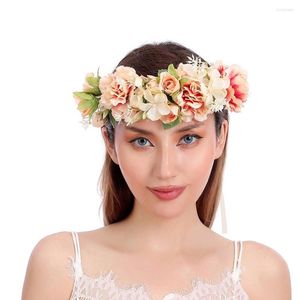 Decorative Flowers Headband Hair Garland Floral Headdress Rose Crown Flower Halo Bohemian Party Wedding