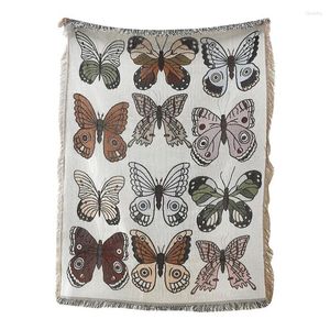 Filtar Luda Casual Carpet Decor Butterfly Filt Sofa Woven Single Tapestry Throw