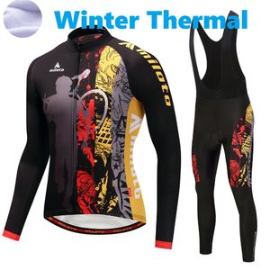 2024 Pro Mens Night Rider Zimowy rower Jersey Zestaw Rowerowy Rower Rowerowy z długim rękawem