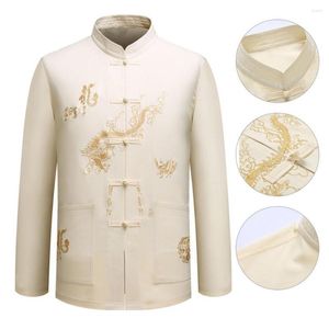 Men's Dress Shirts Men Spring Shirt Hard-wearing Soft Texture Casual Traditional Embroidery Top Lightweight For Walking