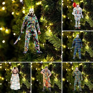 Altri accessori per feste Halloween Decorazioni per l'albero di Natale Film horror Personaggi Ciondoli Gruppo Acrilico Creativo Fai da te Specchietto retrovisore per auto sospeso 220922