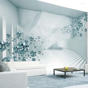 Bakgrundsbilder Anpassad vilken storlek som helst Mural Wallpaper Modern 3D Stereoskopiskt utrymme Fashion Crystal Ball Po Wall Painting vardagsrum SOFA FRESCO