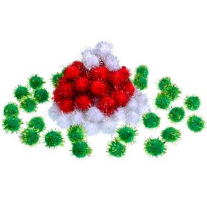 Striscioni Stelle filanti Coriandoli Natale Pom Poms Decorazioni glitterate per arti e mestieri fai da te verde bianco e rosso 25 mm goccia consegna 2022 Mxhome Amu90