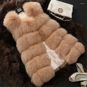 Kvinnors västar Kvinnor plus storlek 4xl päls Vest Coat Luxury Faux Warm Women Winter Fashion Imitation pälsar rockar jacka gilet veste