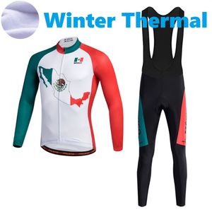 2023 Pro Mens Mexico Winter Cycling Jersey Set Long Sleeve Mountain Bike Cycling Clothing Breattable Mtb Bicycle Clothes Wear Suit B35