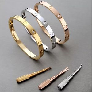 Love gold bracelet designer jewelry rose gold bangle luxurious design jewellery mens and womans charm cuff friendly couple screwdriver bracelets screw bangles