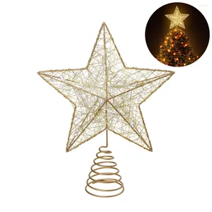 Decorazioni natalizie 1 ramoscello albero con luci stella Topper ornamenti d'oro fata