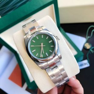 Luxury Men's Watch Green Circular Dial 36mm Women's Watch Waterproof Sapphire Folding Buckle 904l Rostfritt stål Strap Montre de Luxe Gift Watch Factory lb