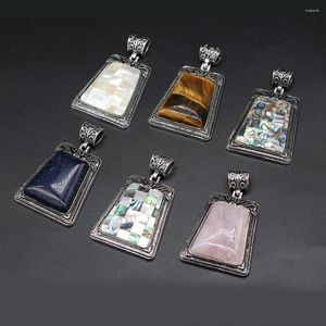 Pendant Necklaces Style Natural Stone Alloy Lace Trapezoid Semi-Precious For Jewelry Making DIY Necklace Bracelet Accessory