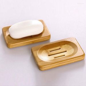 Soap Dishes Shower Dish Bathroom Accessories Sets Natural Bamboo Wood Tray Storage Holder Plate