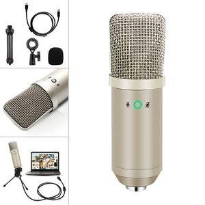 Verbessertes BM-750 USB-Mikrofon-Metallkondensator Live-Mikrofon mit Stativ- und Knopfkontrollfunktion für Live / Sing / Chat