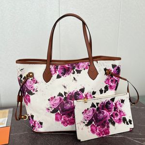 Tasarımcı omuz çantası yeni kadın çiçek desen alışveriş çantası