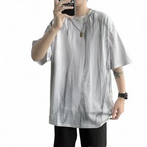 camisetas masculinas Acess rias de colar de tinta de amarra o de ver o masculino tshirts coreano manga curta de tamanho grande tampa de adolescentes chiques