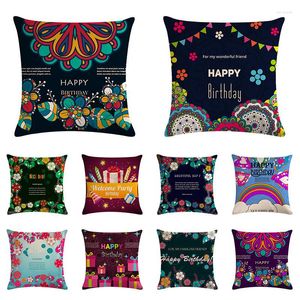 Kudde Happy Birthday Cover Flower Throw Case Decorative Pillow Case Children Party TX146