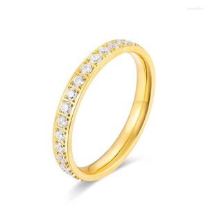 Alyanslar 2mm Paslanmaz Çelik istiflenebilir CZ Eternity Ring Band Kadınlar için Kız Boyutu 5-10