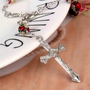 Strand 8mm Cloisonne Rosary Bracelet Mercy Maria ora pela pulseira de rosa. Santo católico