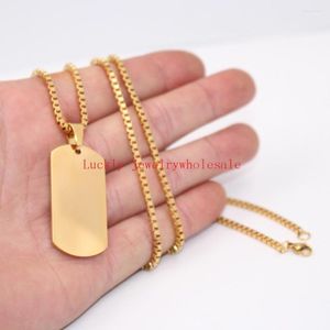 Pendant Necklaces Punk Hiphop Men s Women Stainless Steel Fashion Gold Dog Tag Army Card Necklace With Box Chain For Gifts