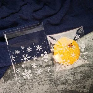 Gift Wrap Snowflake Christmas Plastic Candy Cookie Biscuits Packaging Bag Self Adhesive Gift Bags For Home Wedding Birthday
