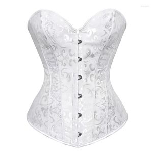 Bustiers Corsets Caudatus Plus размер и нижнее белье топ баскские сексуальные костюмы Corset Overbust Pattern Floral Cosplay White