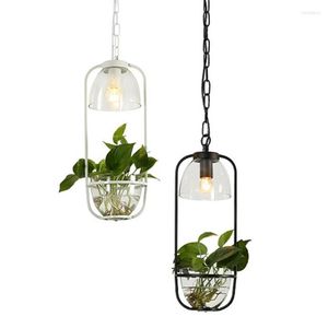 Pendant Lamps Nordic Plant Lamp Chandelier 1-3 Heads Iron Glass Bottle LED Gardens Deco Hanging Light Fixture For Restaurant Bar Cafe