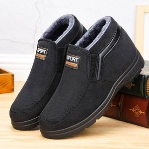 Bottes hommes cheville mode noir court pour hommes chaud chaussures en peluche à la main doux baskets mâle extérieur marche plat