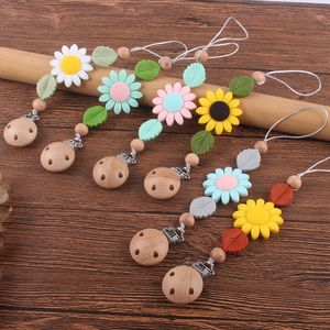 Baby Pacifier Chain Silicone Flower Baby Anti-Drop Chain Spädbarn Nippel Bekväma Soother Chain Clips Dummy Holder Nipple Clip