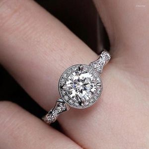 Cluster Rings 925 Sterling Silver Finger Anelli Mujer Fine Jewelry Inlay 2 Diamond Engagement Wedding Ring per le donne