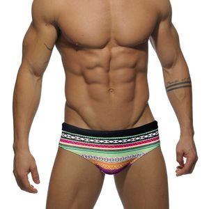 Men's Swimwear Sexy Colorful Swimwear Summer Mens Pad Push Swimming Briefs Bikini Low Waist Swimsuit Fashion Male Sports Beach Surfing Trunks J220913