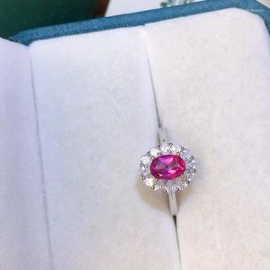 Pierścienie klastra prawdziwe rubinowe rozmieszczone dla kobiet srebrne s925 klasyczne modne modne prezenty biżuterii z pudełkowym pierścieniem koktajlowym