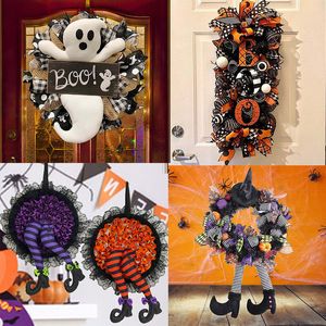 Other Festive Party Supplies Halloween Wreath Large Front Door Ghost s Decoration Wall Props Pendant Witch Hanging 220922