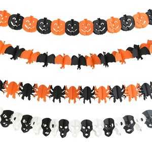 Banner Flags 3Meter Halloween Hanging Garland Bunting Bat Pumpkin Ghosts Spider Paper Decorazioni per feste Puntelli horror 220922