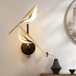 Lampada da parete creatività uccello design oro lempade a led per corridoio scale Sconce soggiorno decorazioni camera da letto illuminazione