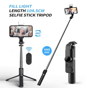 Bezprzewodowy zdalny Bluetooth Przenośny wysuwany statyw Selfie Stick ze światłem dla smartfona z systemem Android IOS