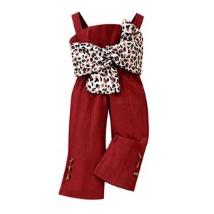 Rompers 2022 Summer Nowonarodzone dziewczynki romper bawełniany bawełniany guziki Lopard Bowing Buttons Toddler Soft Clothing Stroje J220922