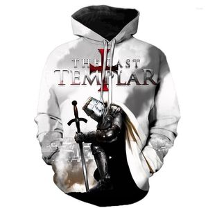 Мужские толстовины рыцари Templar 3D Print Cooled Statherts Мужские женщины мода Случайная пуловер Hip Hop Streetwear Негаба