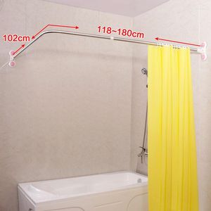 Shower Curtains L-Shaped Curtain Rod Suction Cup Corner Rail Well Loaded Extendable 40.15'' X