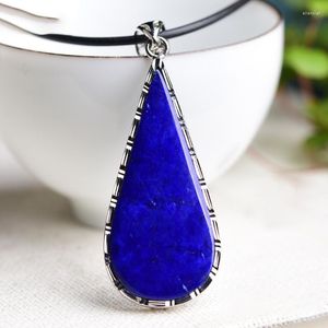 Hänge halsband blå malm lapis lazuli naturliga stenhängen vatten droppe halsband rikedom tur för kvinnor män kvinnliga modesmycken