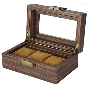 Titta på lådor Brown Luxury Storage Organizer Box 12 Slots Retro fodral Wood Display skåp Kuddar Presentidéer