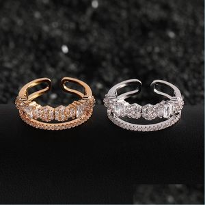 Couple Rings Eyer Simple Square Fl Zircon Promise Rings For Women High Quality Geometric Austrian Fashion Jewelry 1023 B3 Drop Deliver Dhnzh