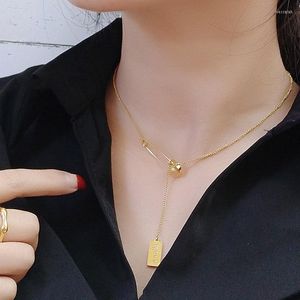 Choker Women Safety Pin Necklace Pendant Hypoallergenic Steel Love Square Tassel 2022 Fashion Trendy Jewelry