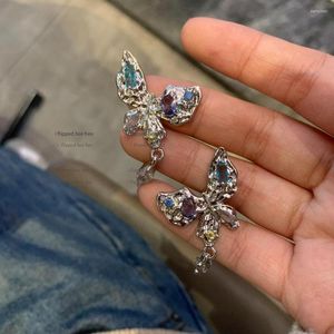 Stud Earrings 2022 Personality Trend Geometry Butterfly Colored Zircon For Woman So Cool Jewelry Wholesale