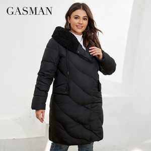 Women s Plus Size Outerwear Coats GASMAN Winter Down Jacket Long Classic Design Zipper Pocket Women Solid Color Coat Leisure Parkas LD 22758 220922