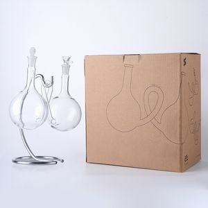 Unique Infinity Waterfall Bongs Inner Recycler Hookahs Double Ball Style Smoking Pipes Universal Gravity Water Vessel Dab Oil Rigs With 14mm Bowl Gift Box